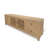Wooden cabinet with lattice design on a white background