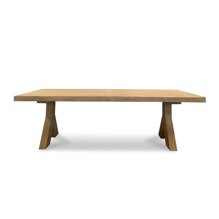 Wooden dining table on a white background